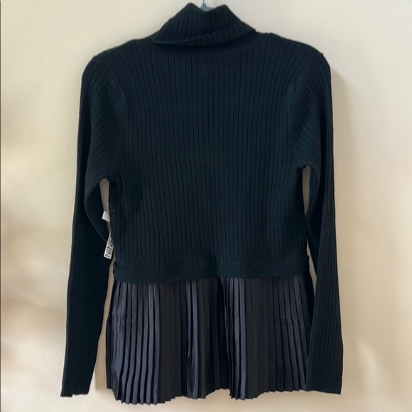 Nine West Black Turtleneck Ribbed Sweater with pleated hem - Picture 5 of 5